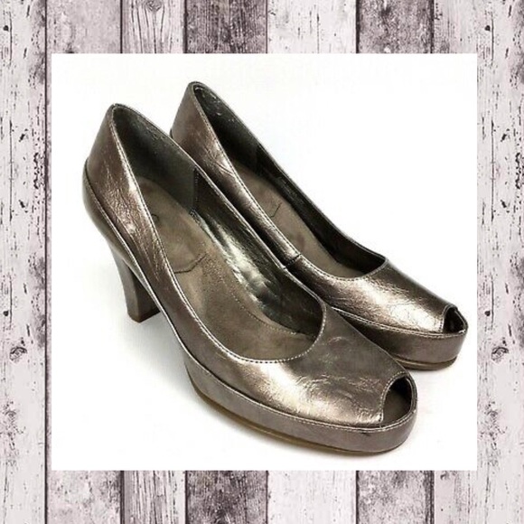 A2 By Aerosoles Shoes - A2 by Aersoles “Big Ben” Pewter Patent Pumps